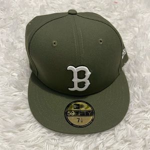 New Era olive green Boston fitted hat